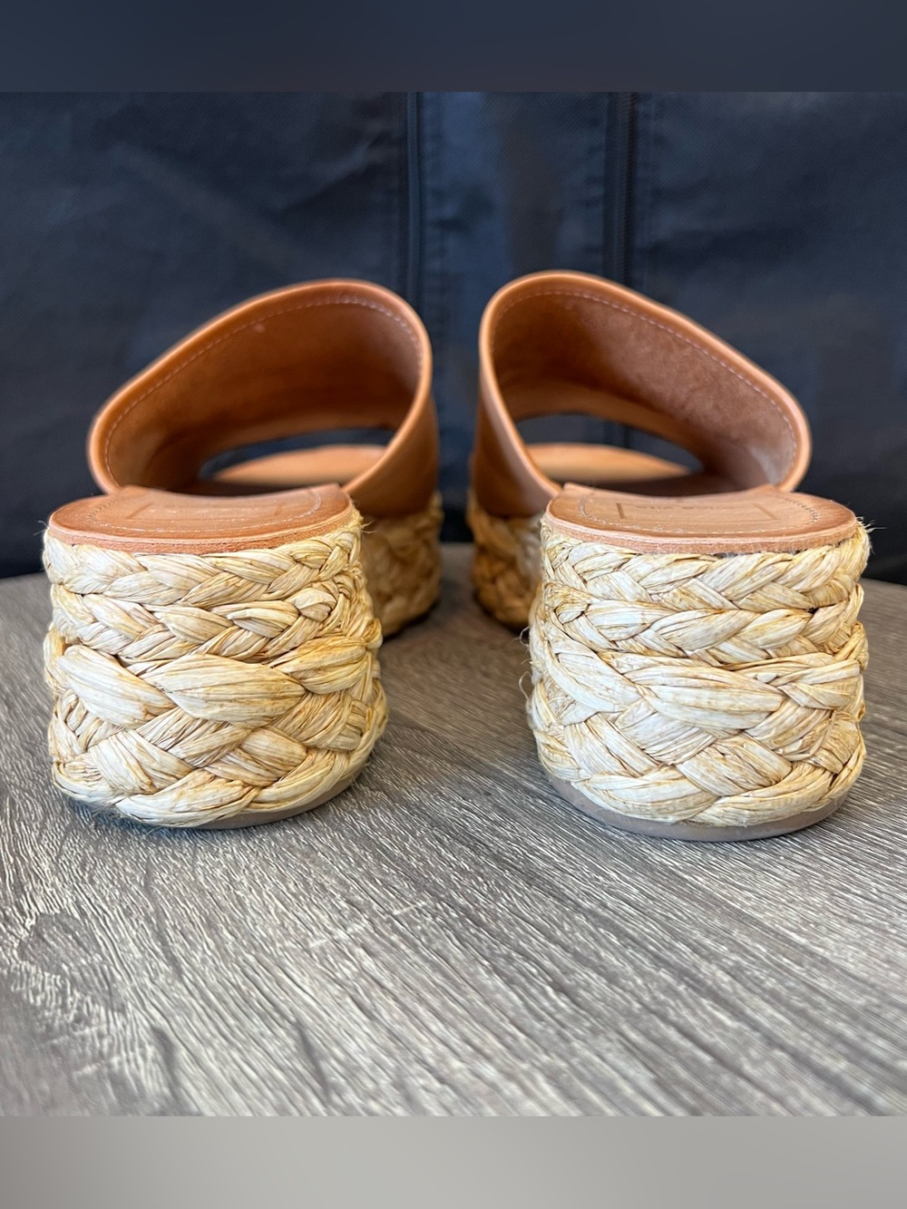 Dolce Vita Raffia Platform Pablo Sandals in Honey Leather- Size 7.5 - Picture 10 of 12